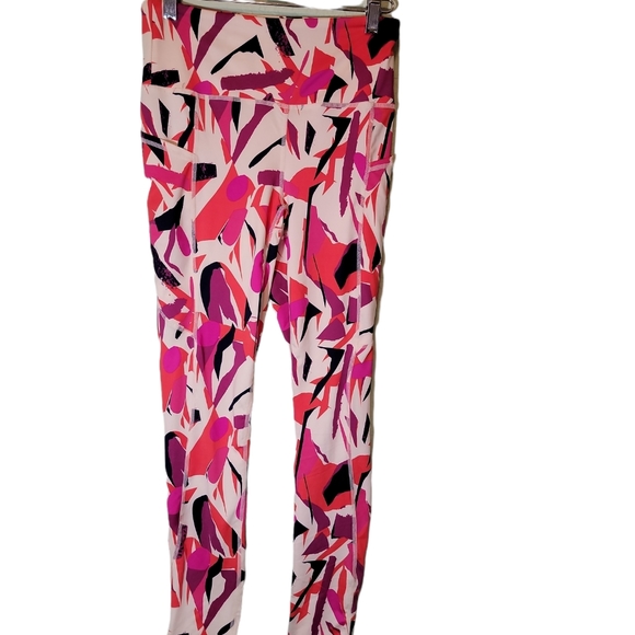 J.Dow Fitness Leggings Womens Sz Small 2 Pockets Multi Color Summer Workout Pant - Picture 7 of 7